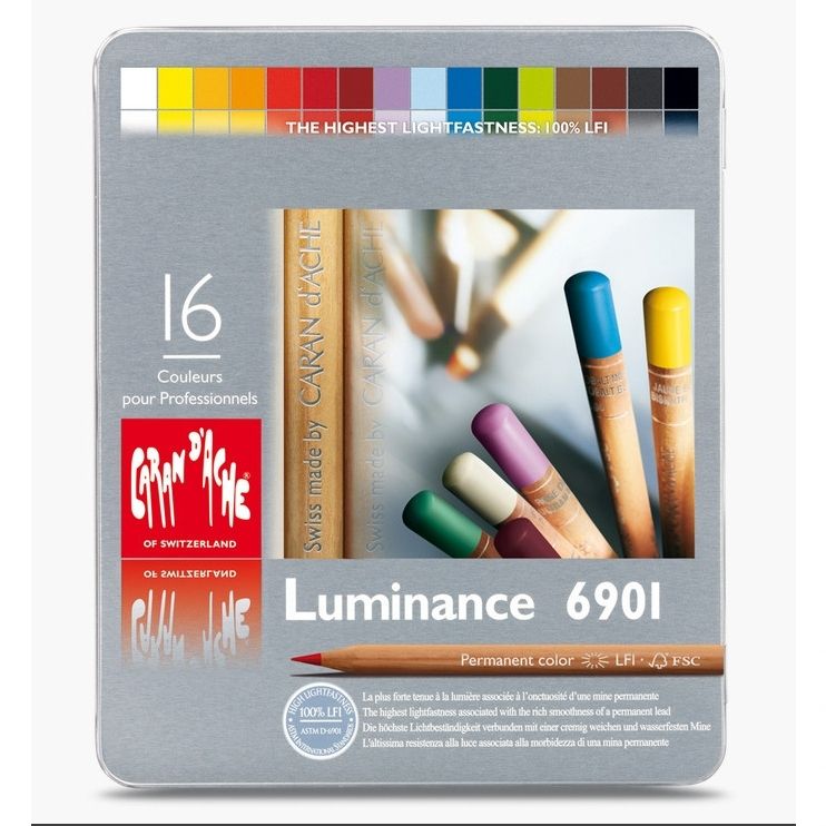 Caran D'Ache 16 Luminance 6901 - 16 Pastelli colorati professionali ad alta  pigmentazione - art. 6901.316