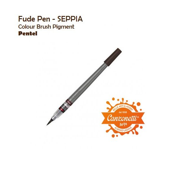 Fude Pen - Punta a Pennello - Colur Brush Pigment - Inchiostro Seppia -  Ricaricabile - art. XGFP-141X - Pentel