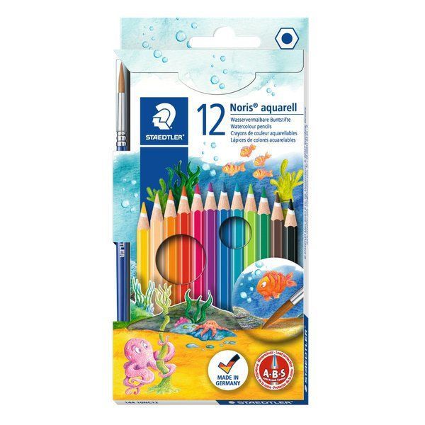 NORIS Club Matite Acquerellabili - Watercolour Pencils - 12 Pastelli  colorati - art. 144 10NC12 - Staedtler